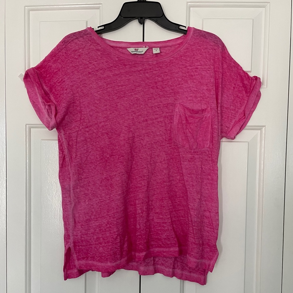 Vineyard Vines pink cuffed short sleeve t-shirt